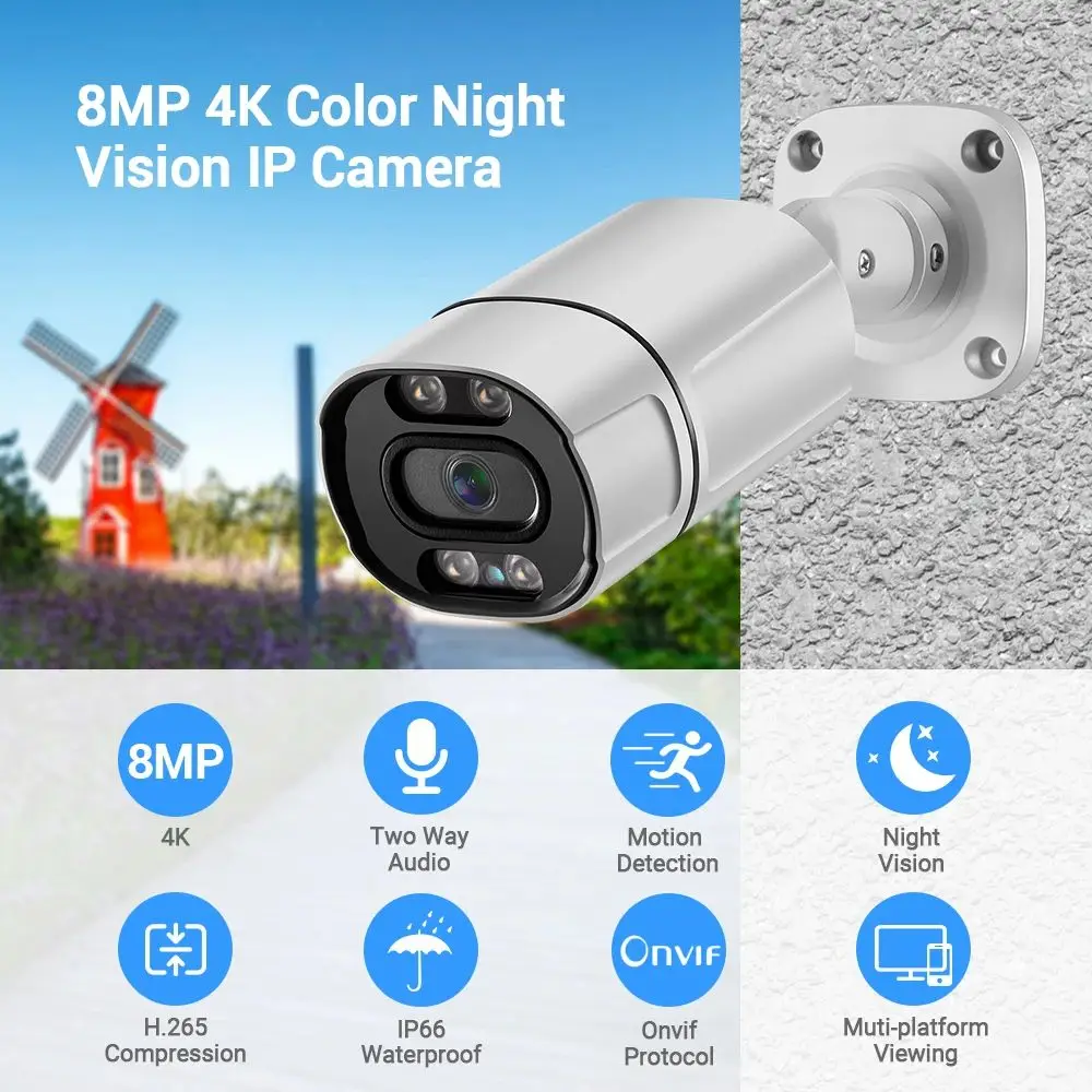 5mp 8mp 2k 4k 16 Channel POE Dome CCTV Camera System 4k Poe H.265 NVR Kit Cctv Set 8MP 16CH Home Security Camera System