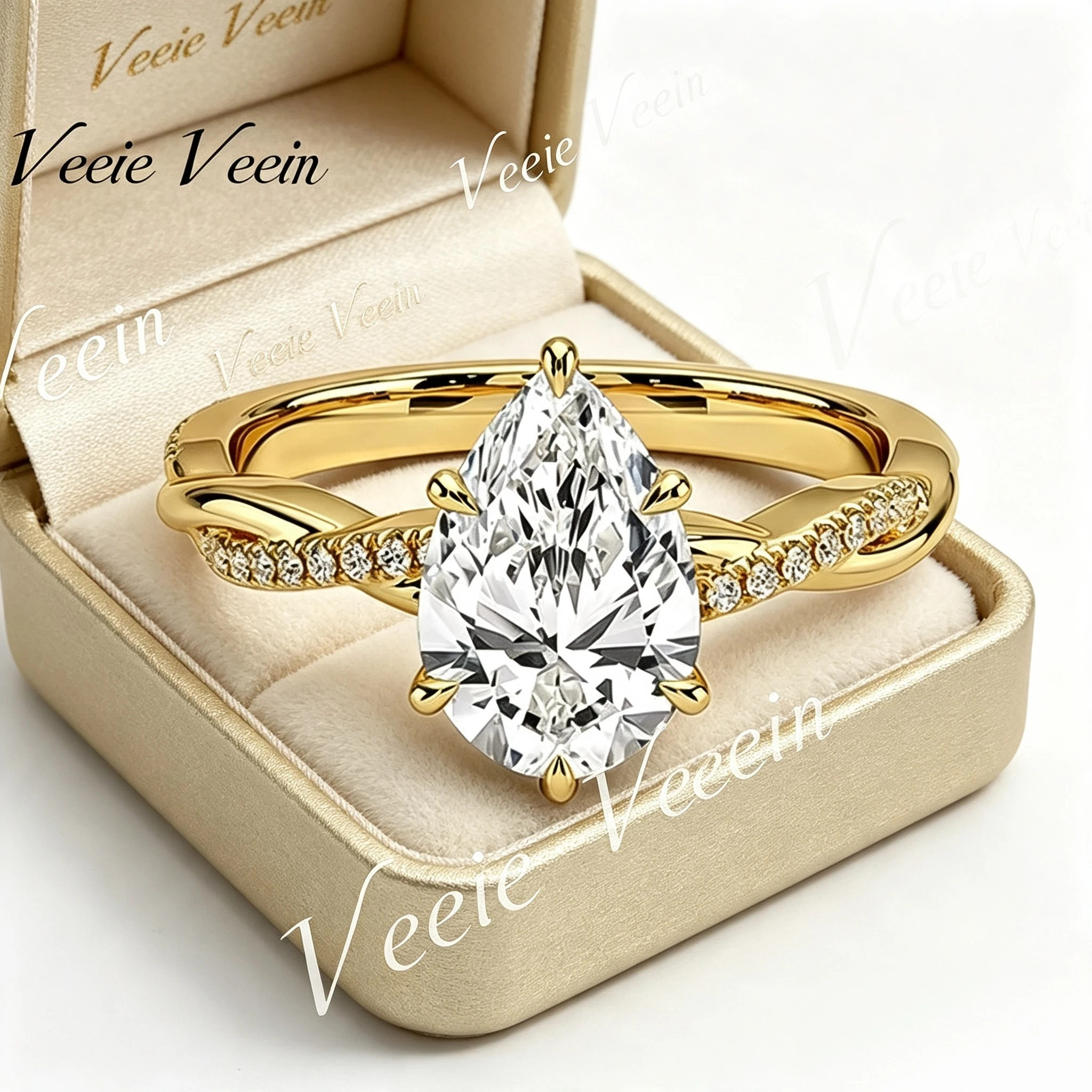 Veeie Veein Jewelry Large Carat Diamond Ring Hot Sale 1 2 3 4 5 6 Carat Water Drop Pear Wedding Ring S925 Sterling