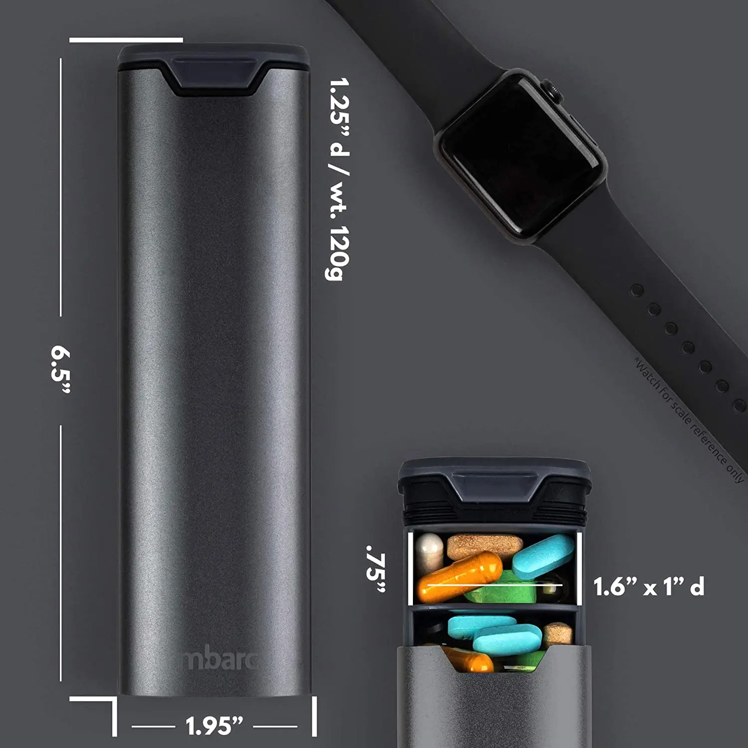 MBARC 7 Day Weekly Pill Organizer Premium Stylish Aluminum and Wood Large Capacity Pill Box Gift For Parents and Elders