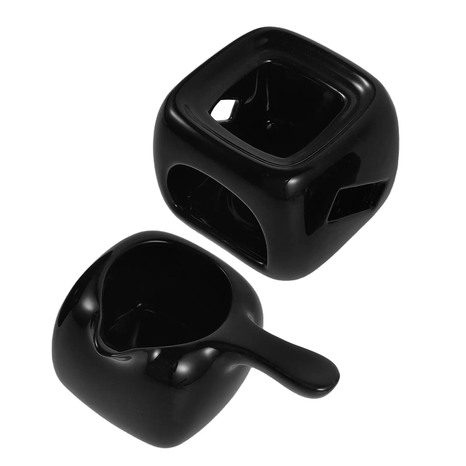 Ceramic Aromatherapy Aroma Burner Black Essential Oil Diffuser Ceramic Tealight Holder for Home Bedroom Decor