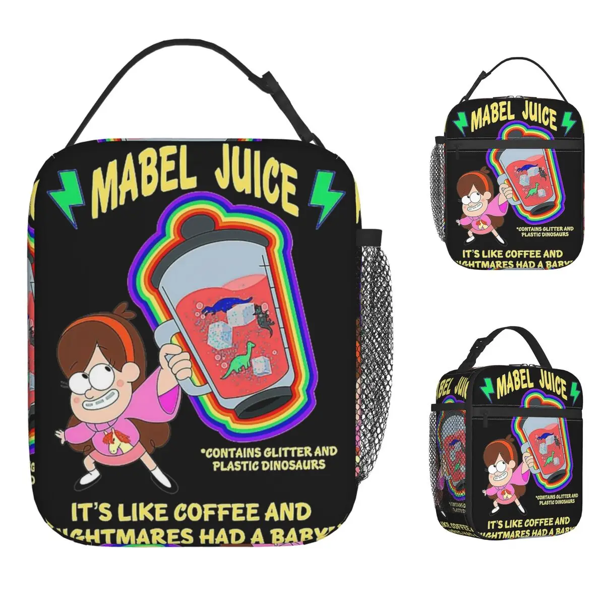 G-Gravity Falls Lunch Bag School Lunch Box For Women Kawaii Graphic Design Thermal Lunch Bags Oxford Portable Zipper Cooler Bag