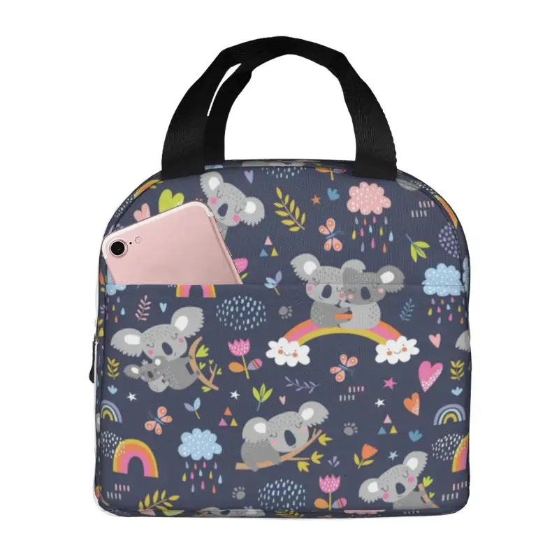 Custom Lazy Koala Bear Napping Lunch Box for Women Thermal Cooler Food Insulated Lunch Bag Office Work Portable Picnic Tote Bags