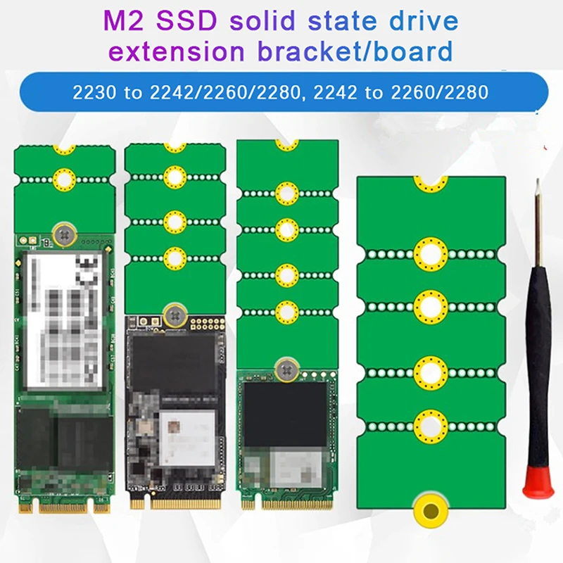 NGFF M.2 SSD Adapter Card 2242 To 2280 2230 To 2280 Transfer Card Adapter Expansion Rack Board Riser Card Convert Card