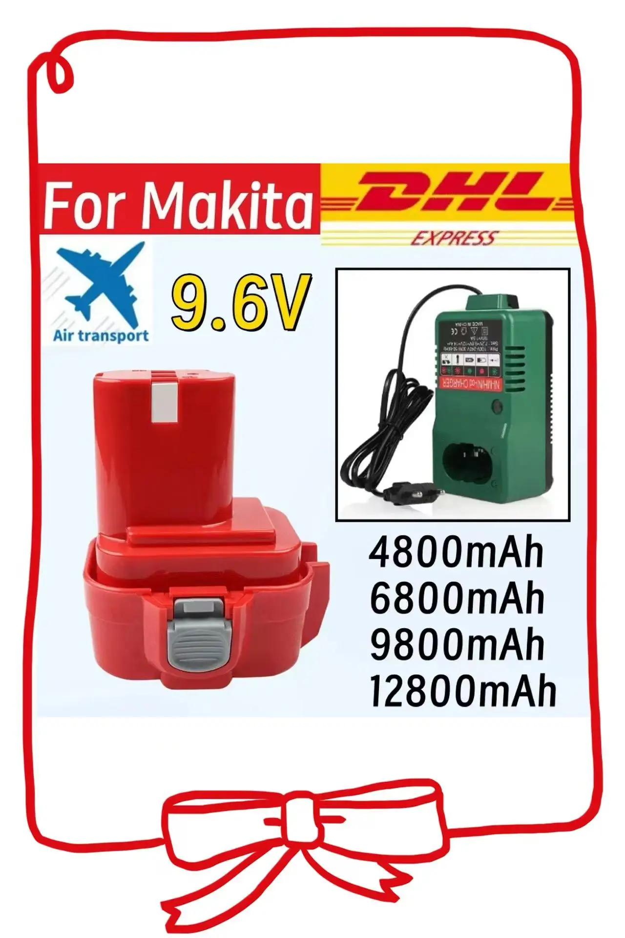 

9.6V For Makita 4.8/6.8/9.8/12.8Ah PA09 9120 9134 9135 9135A 9102 6207D 6222D 6261D 192595-8 192596-6 Power Tool Battery