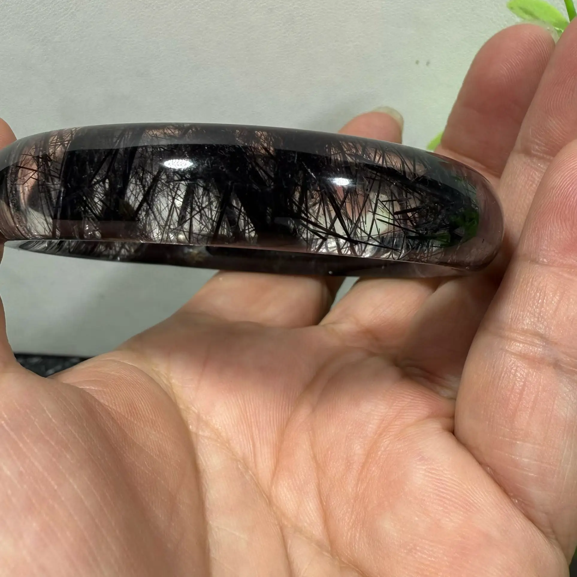 

Натуральный черный рутилированный кварцевый прозрачный браслет 12,5x9 мм 54 мм для женщин и мужчин 12 мм редкая бразильская натуральная рутилированная AAAAAA