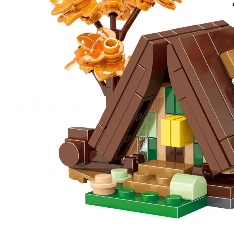 OUZEY Mini bloques de construcción de casa Triangular de estilo chino, más de 14 partículas pequeñas, montaje DIY, modelo educativo, regalo