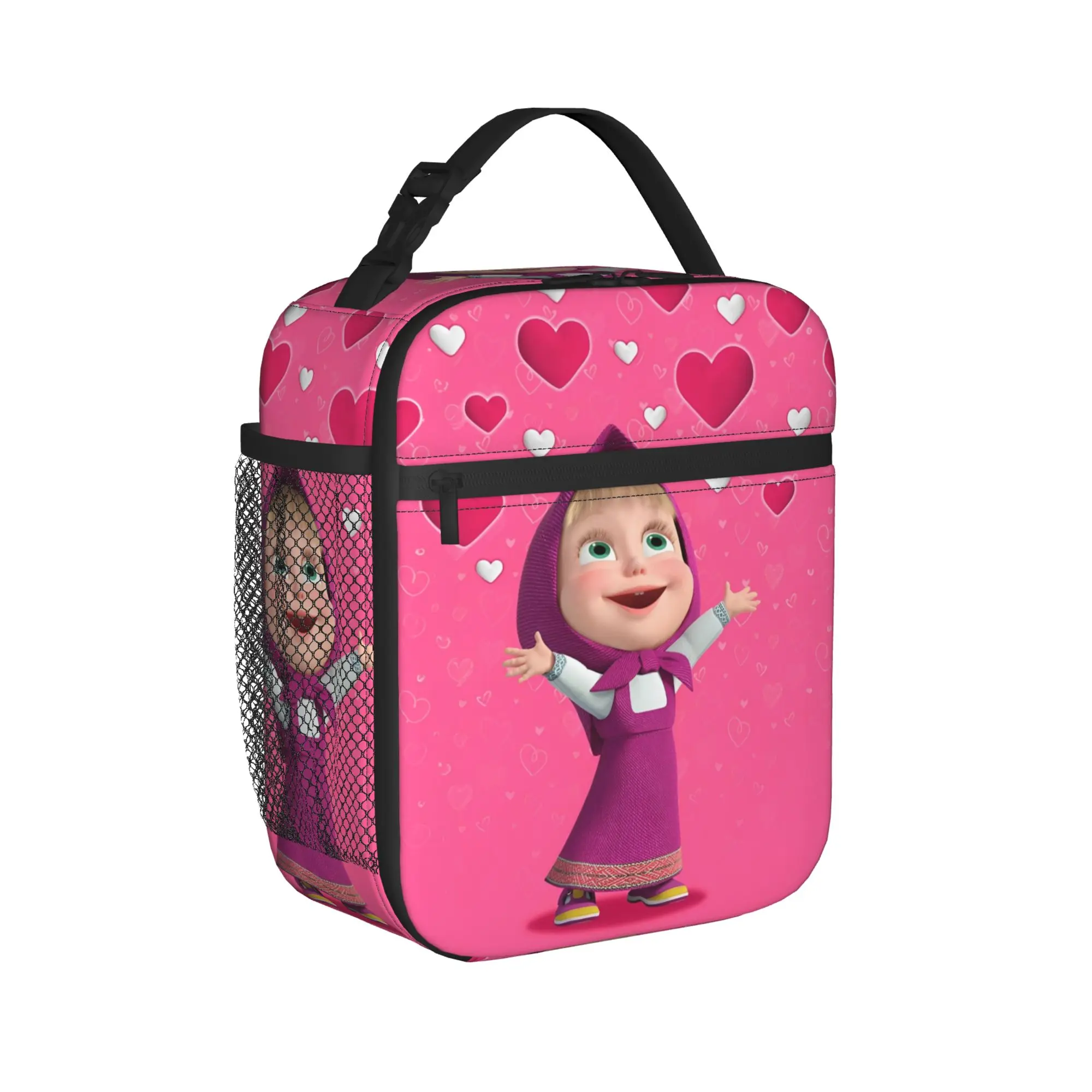 Cartoon M-Masha and Bear Thermal Insulated Lunch Bag for Travel  Portable Food Bag Container Thermal Cooler Lunch Box
