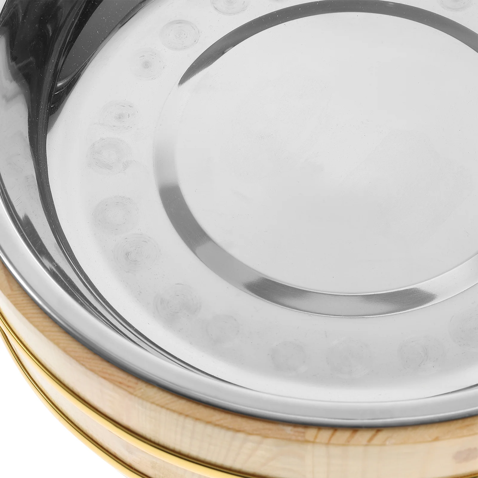 

1Pcs Sushi Rice Bucket Thickened Wood and Stainless Steel Bibimbap Bowl Multi Functional Food Storage Serving Plate for Home