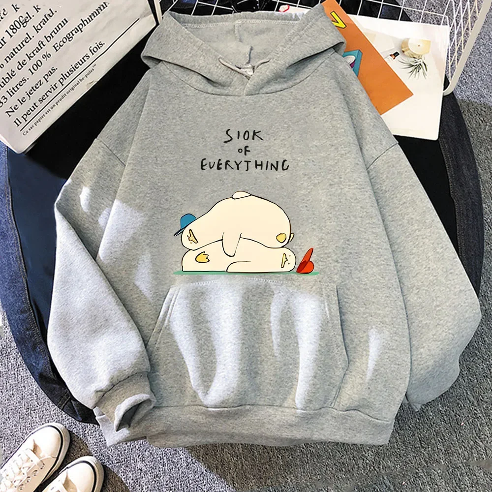 I'm Sick of Everything Hoodies Women Men Kawaii Duck Print Sweatshirt Winter Clothes Women Y2k Top Fleece Men Unisex Pullover