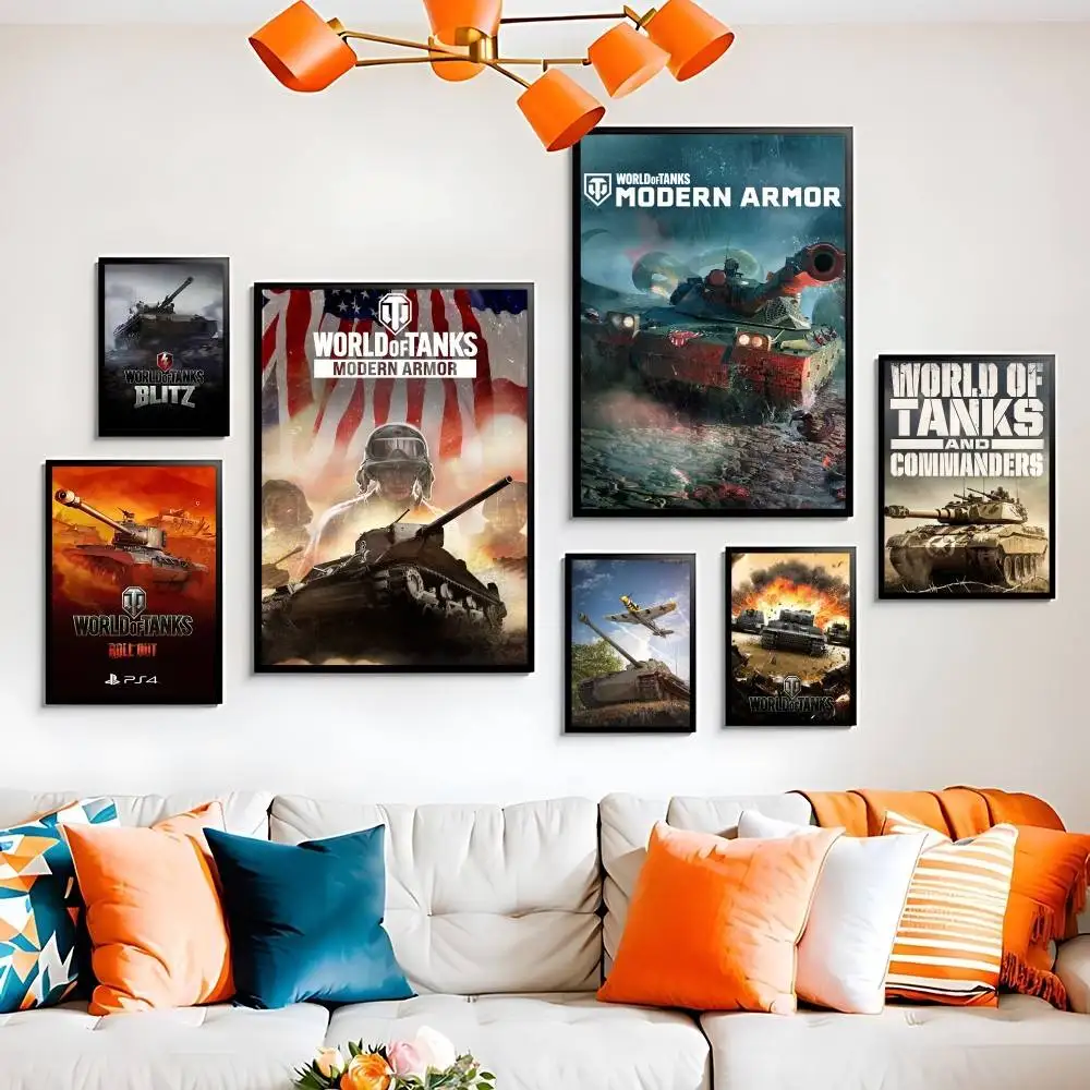 W-World Of Tank Poster Sticky Posters Waterproof Paper Sticker Coffee House Bar Home Decor