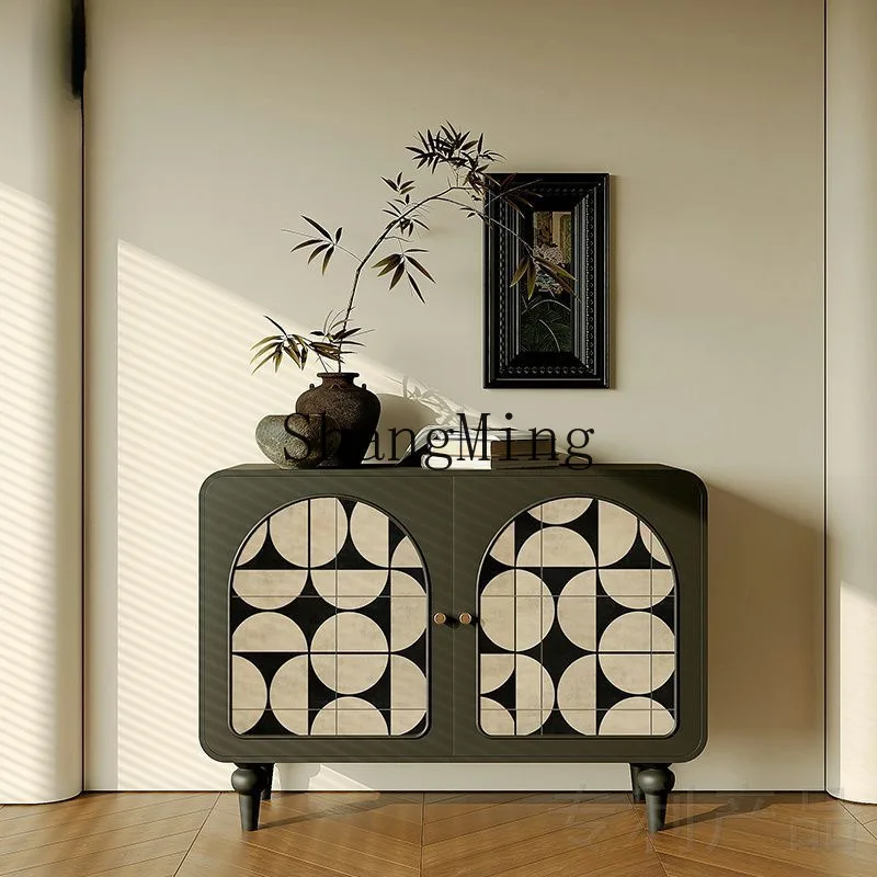 

ZYY Medieval Cream Wind Entrance Cabinet Living Room Bedroom Solid Wood Painted Storage Locker