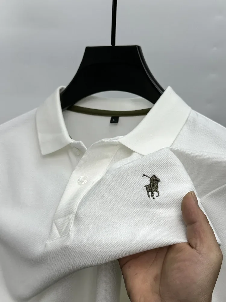 2024 High-End-Marke reine Baumwolle Kurzarm Polos hirt für Männer Sommer neue Mode exquisite Pony Stickerei lässig T-Shirt