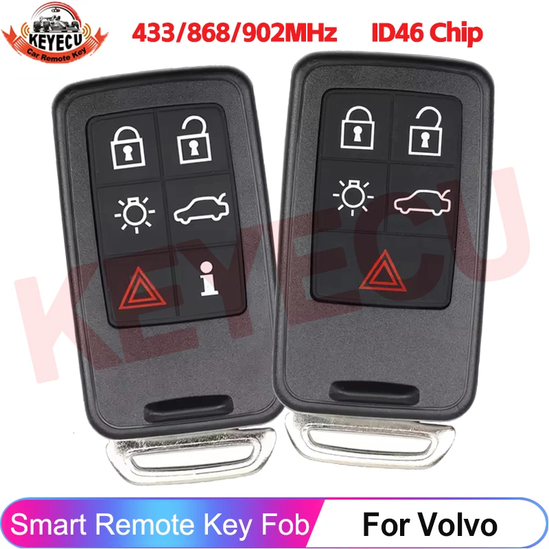 

KEYECU KR55WK49266 KR55WK49264 433/868/902MHz ID46 Chip Car Smart Remote Key For Volvo V40 V60 S80 XC70 XC60 S60 S60L 2009-2014