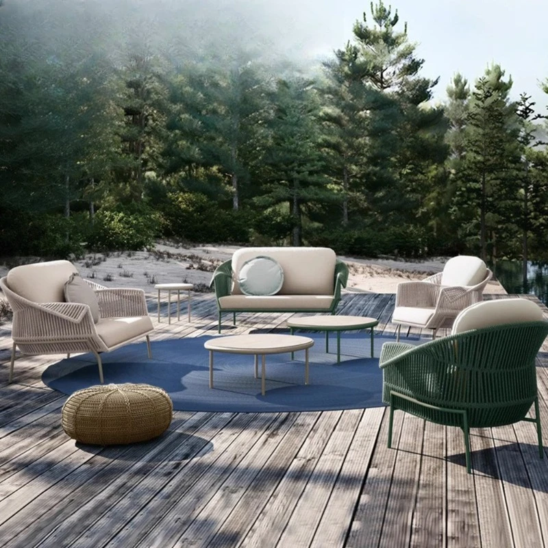 Rattan chair Garden furniture Balcony Lazy recliner Small coffee table combination Garden leisure