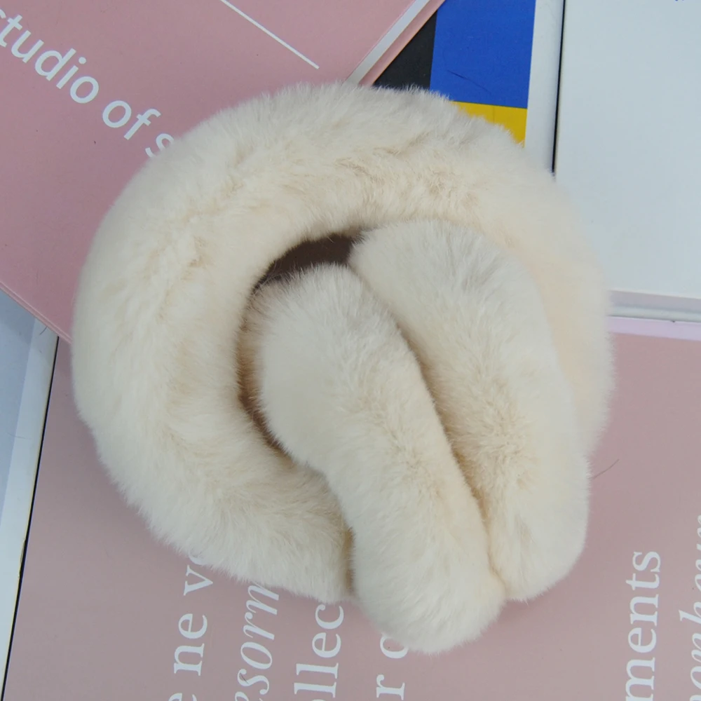 Real Fur Earmuffs Winter Russian Women Warm Genuine Rex Rabbit Fur Earmuff Fashion Lovely Natural Fur Earflaps Wholesale Retail