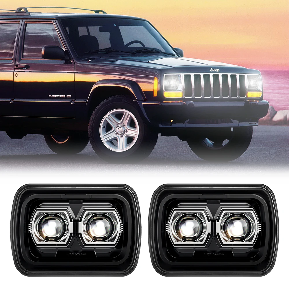 Newest 5X7 Inch Led Headlight Running Lights for Cars 12v 24V Drl Angel Eyes for Jeep Wrangler YJ Cherokee XJ H6014 H6052 H6054