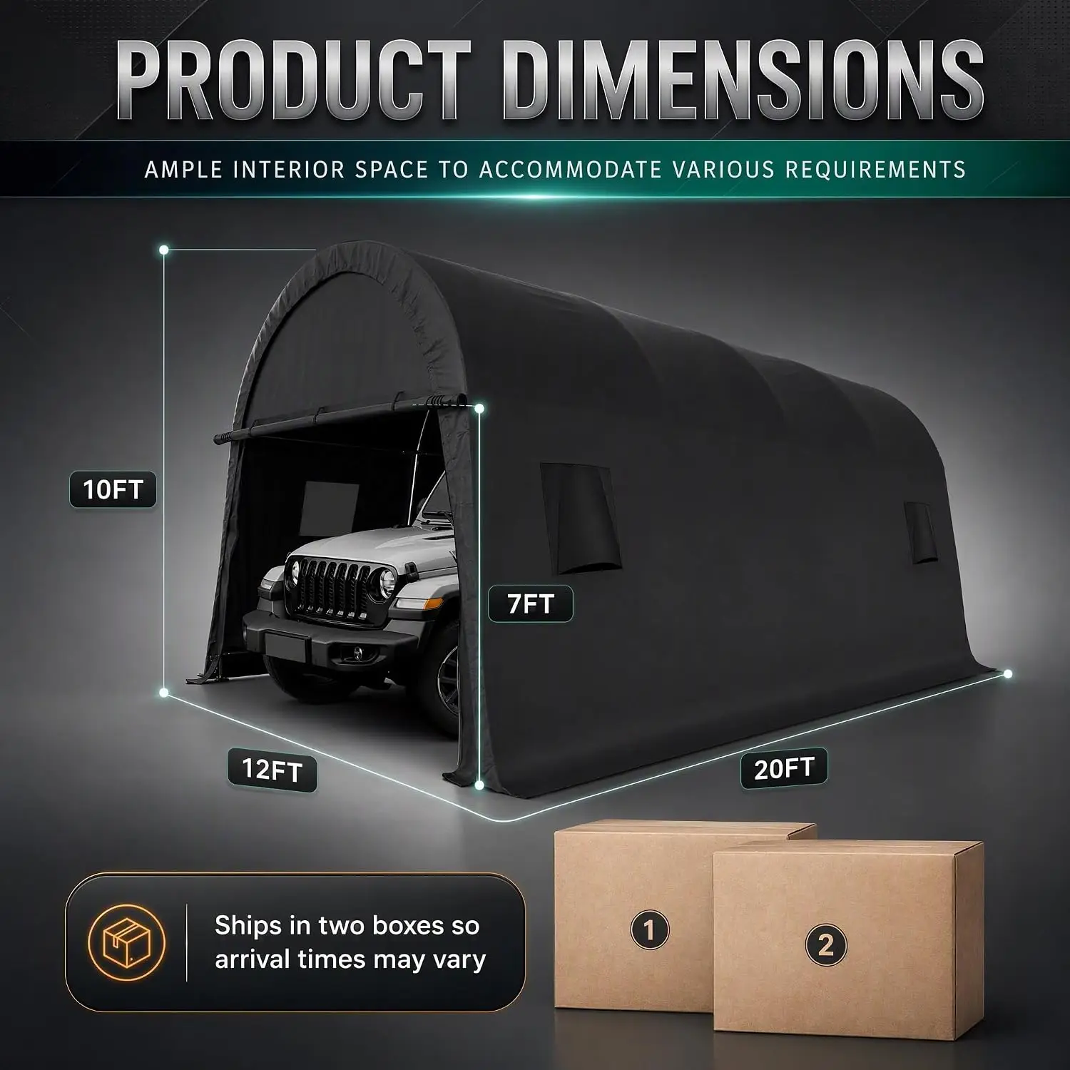 10x20FT Heavy Duty Carport Canopy, All-Weather Car Shelter with 2 Roll-Up Doors, 6 Ground Stakes & 4 Sandbags for Trucks, Tools