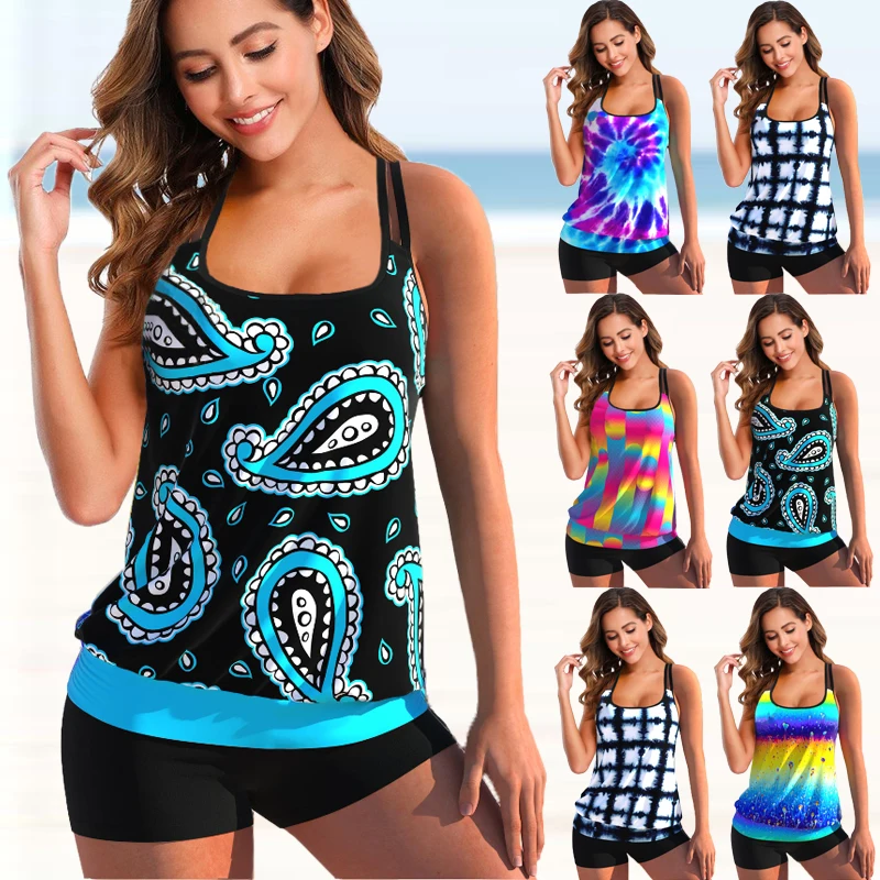 

Women Beachwear Swim Multicolor Tankini Monokini Swimwear Bathing Suit Two Pieces Bikini Set Swimsuits Womens Tankinis S-6XL