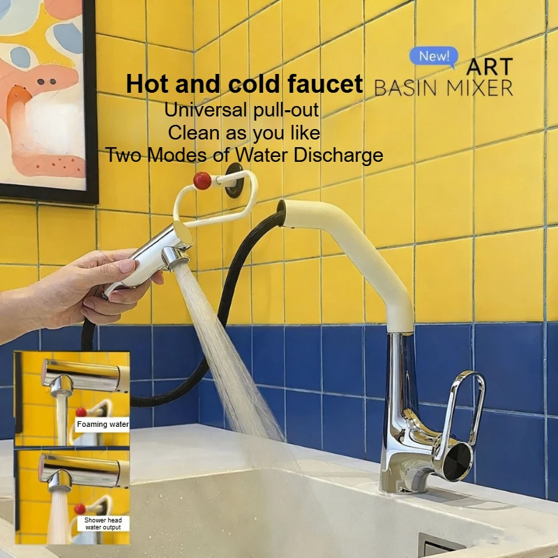 

Color Personalized Vegetable Basin Faucet Rotating Faucet Multifunctional Pulling Kitchen Faucet Washbasin Cold/hot Water