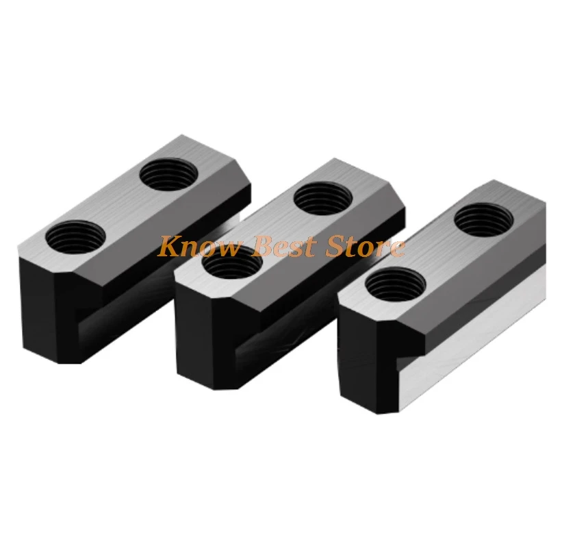 3PCS Hydraulic Three-Jaw Chuck T-block Hollow/ Medium Solid Soft Claw Valve Block Connection Block Chuck T-shaped Block