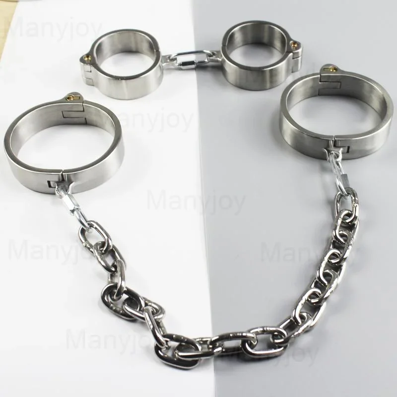 BDSM Bondage Stainless Steel Handcuff Wrist Metal Cuffs Binding Bolt Lock Gay Slave Restraints Sex Toys for Female Male