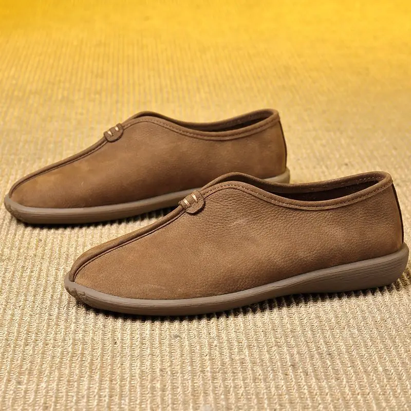 Real Leather Shoes Men Original Bean Shoes Oxford Gentleman Boat Shoes Wedding Party Flats Non Slip Chef Loafer Suit Driving 37