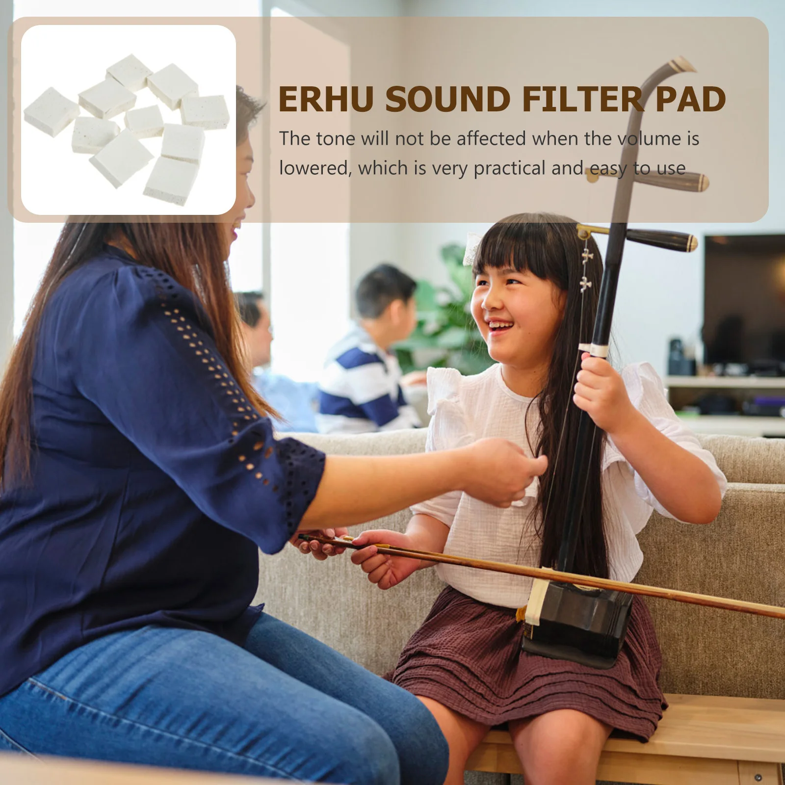 

10Pcs Erhu Sponge Mute Soft Supple Erhu Practice Accessory Reduce Sound Without Affecting Tone Durable Flexible