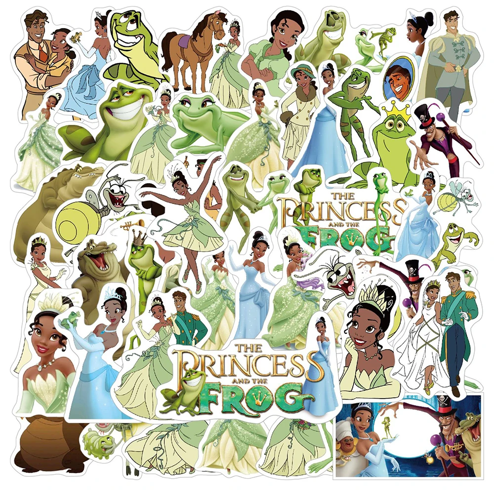 Disney-Tiana Princesa e o Sapo Adesivos, DIY, Laptop, Telefone, Bagagem, Garrafa De Água, Pacotes De Adesivos, Brinquedo Do Miúdo, 10 Pcs, 30 Pcs,