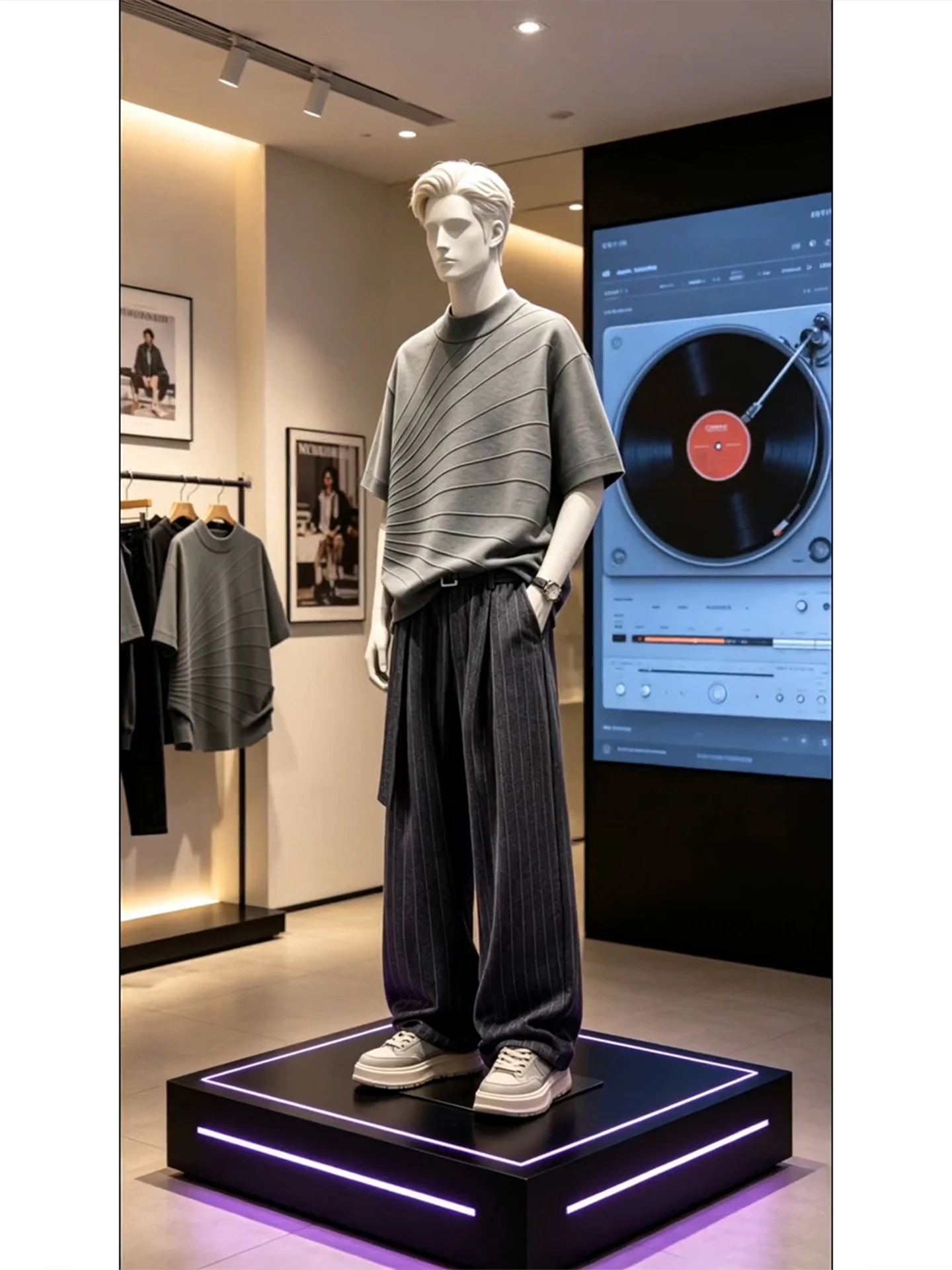 

American Style Short Sleeve Knitted Set Men Summer Drape Wide Leg Pants High End Fashion Brand Handsome Complete Outfit