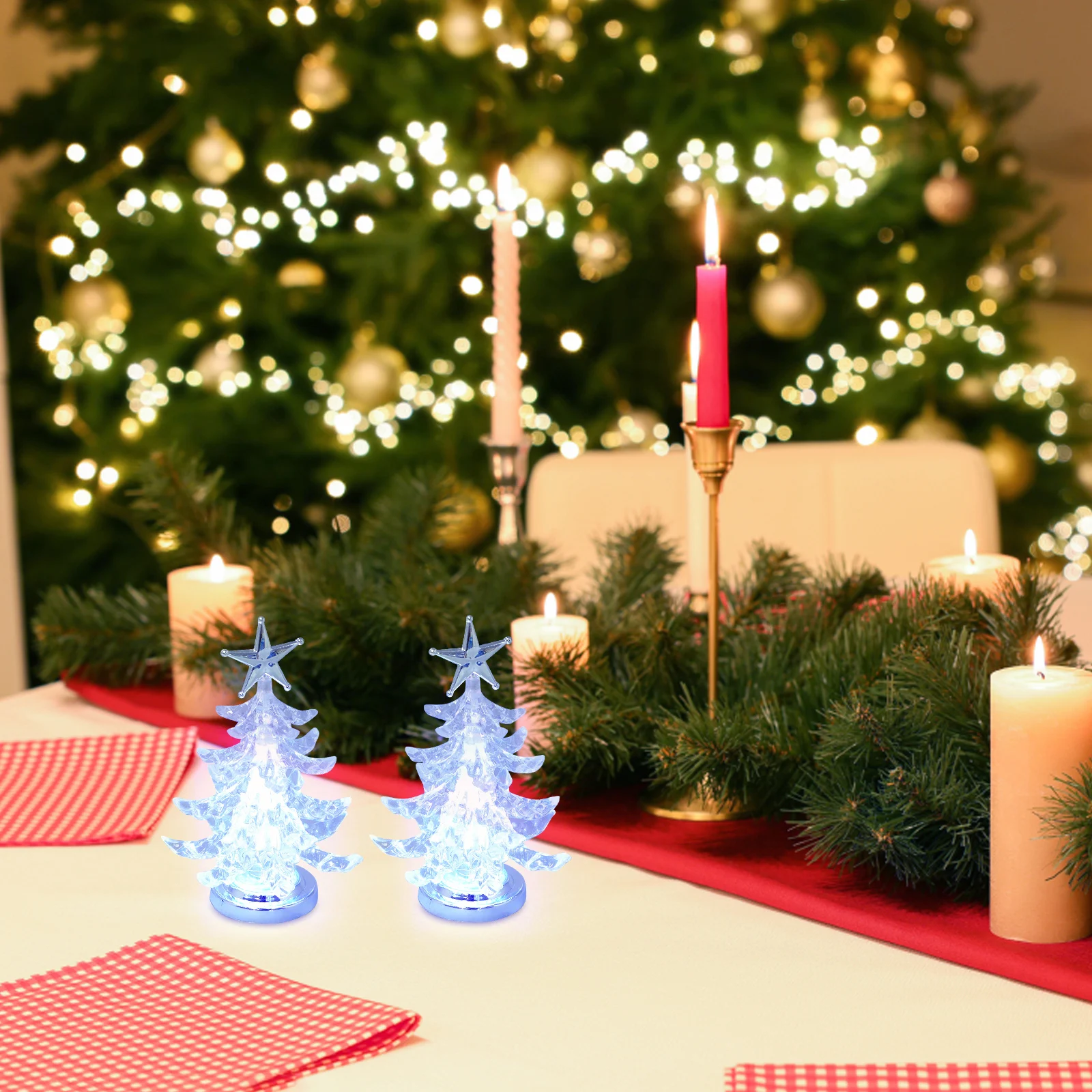 

2Pcs Christmas Night Lamp Xmas Lights Bedroom Child Room Bar Table Lamp Cafe Restaurant Office Party