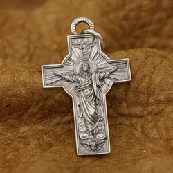 LINSION 925 Sterling Silver Jesus Christ Cross Pendant Charms Good Detail Pendant TA341 MZ