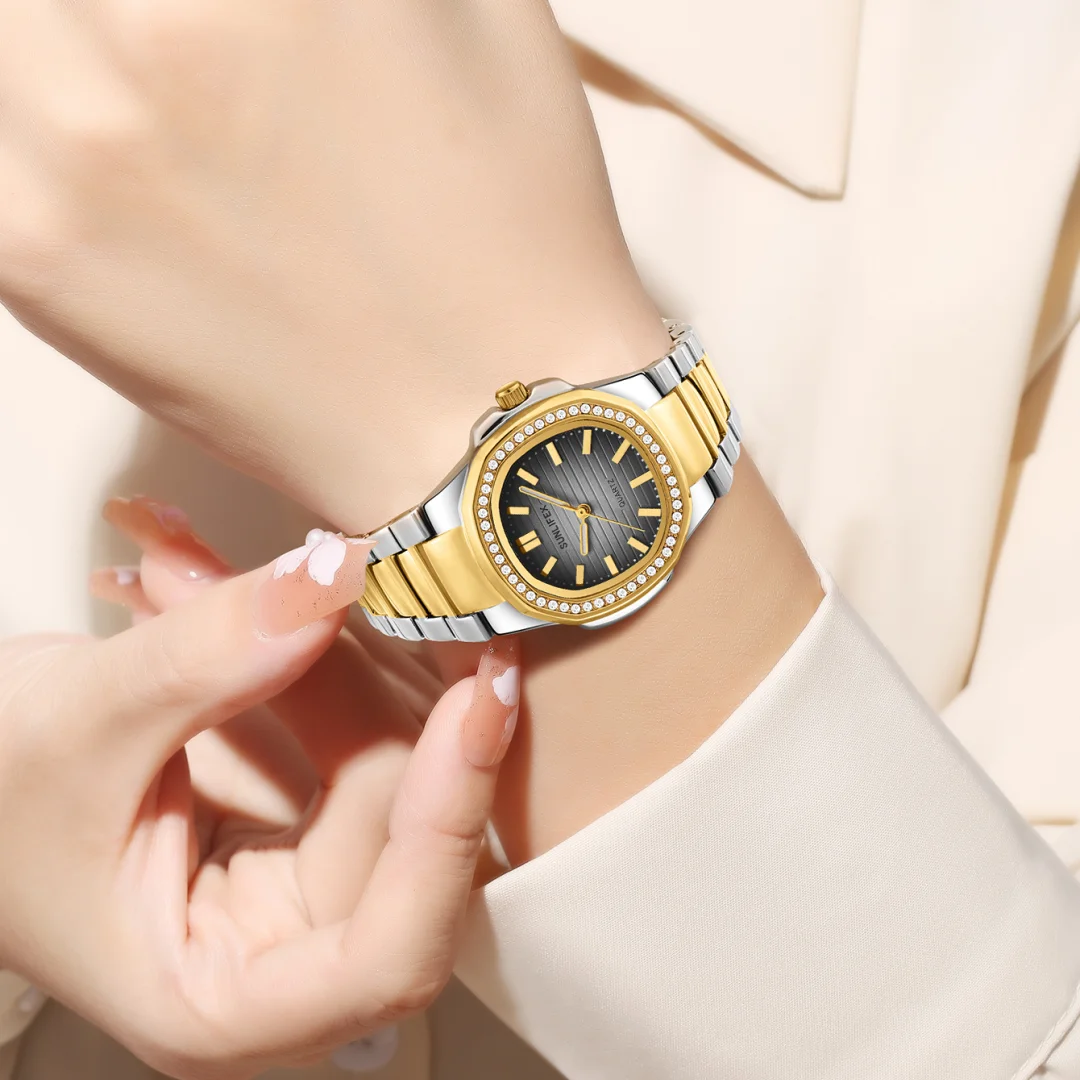 ساعة يد كوارتز نسائية مربعة الشكل للنساء مقاومة للماء بحزام من الفولاذ المقاوم للصدأ ساعات نسائية هدية للعشاق Reloj