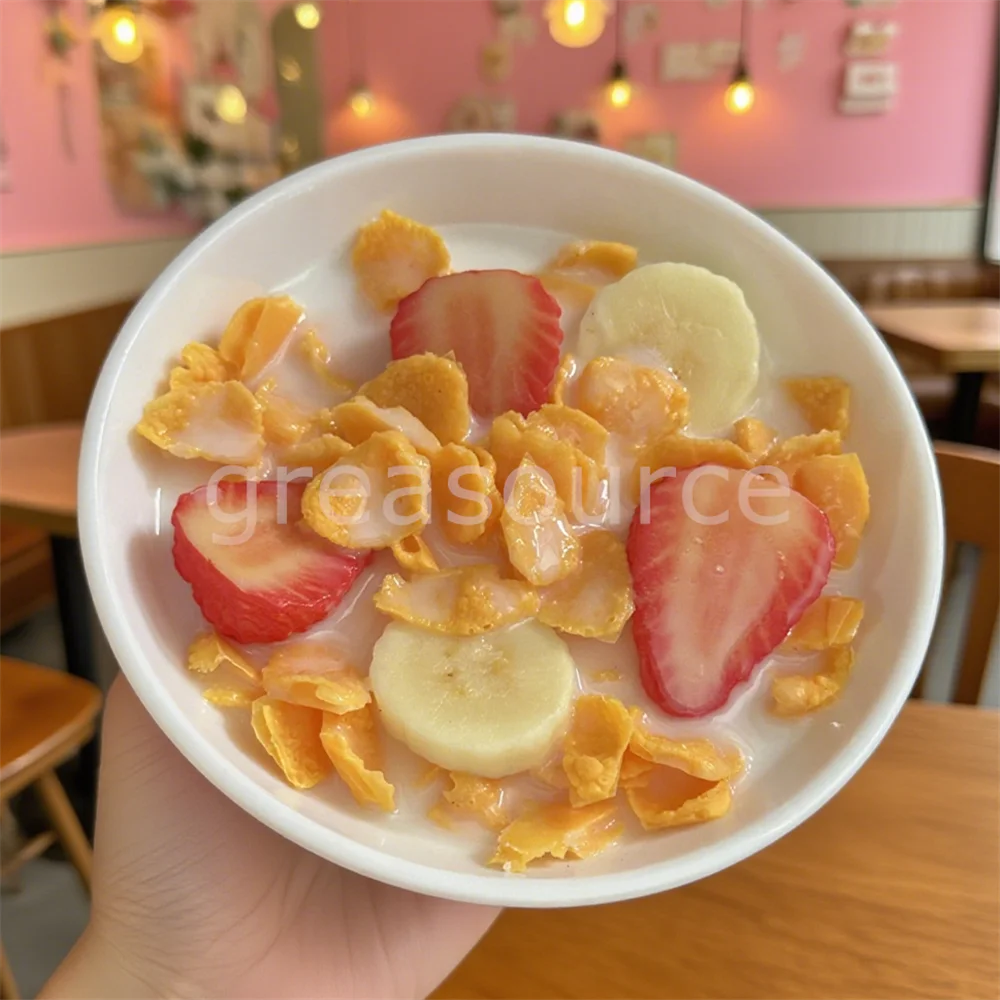 

Fresh Fruit Greek Yogurt Bowl Colorful Breakfast Silky Bananas Blueberries Kiwi Crispy Sprinkles Juicy Strawberry Model Dessert