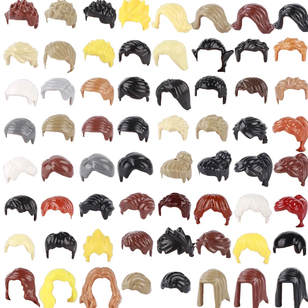 

MOC Modern City Hair Accessories Building Blocks Compatible Figures Boys Girls Brown Black White Gold Style DIY Kids Toys J012