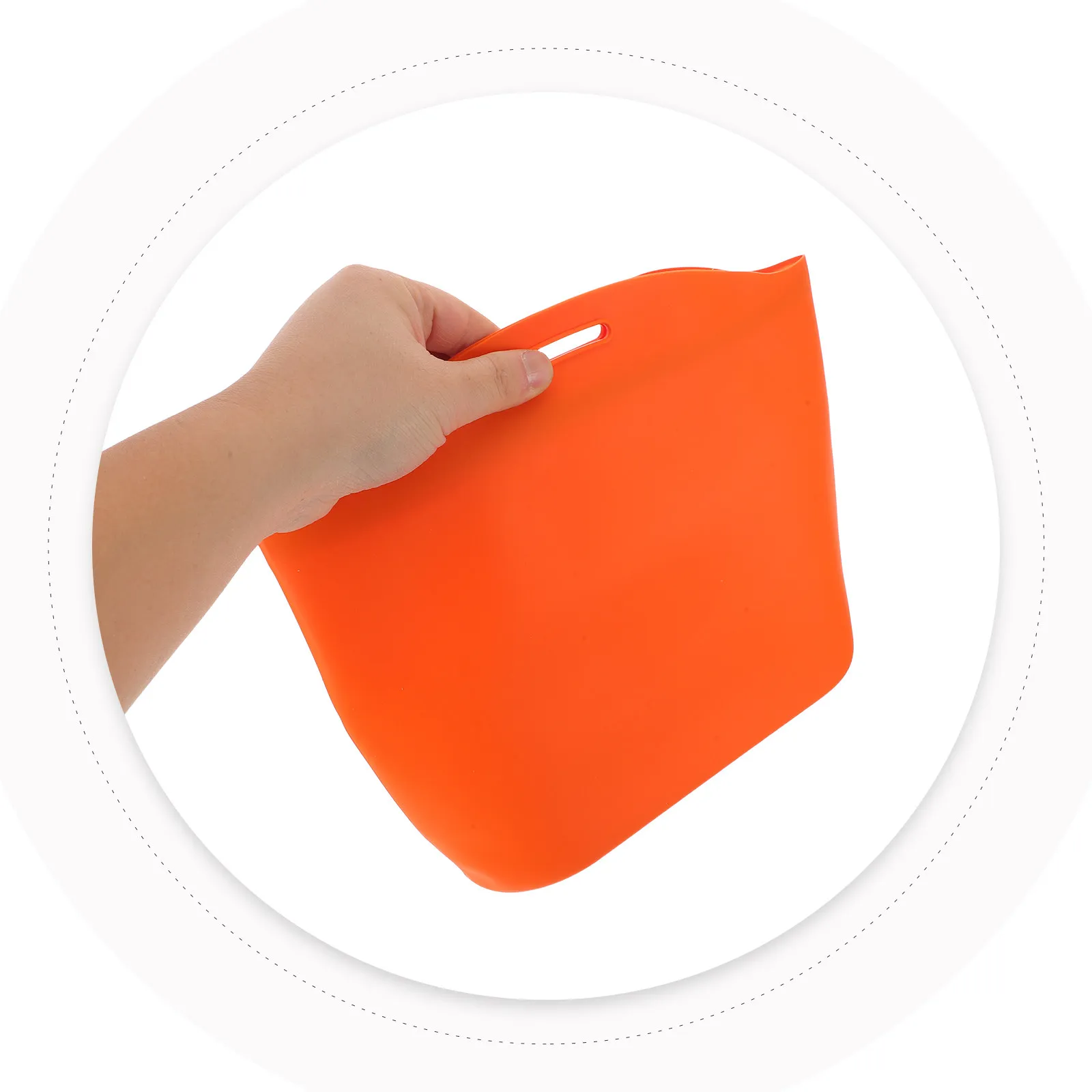 Car Trash Can Silicone Leakproof Compact Portable Auto Garbage Bin Hanging Hole Orange Car Interior Bin Trash Can for Cars