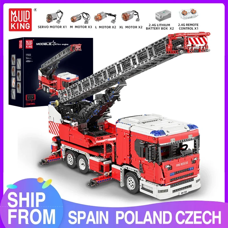 MOULD KING MOLD KING 17028, technisches Auto, Spielzeug, APP und RC, motorisierter Feuerrettungswagen, Modell, Montage, Baustein, Ziegel, Kinder, Weihnachtsgeschenk 8