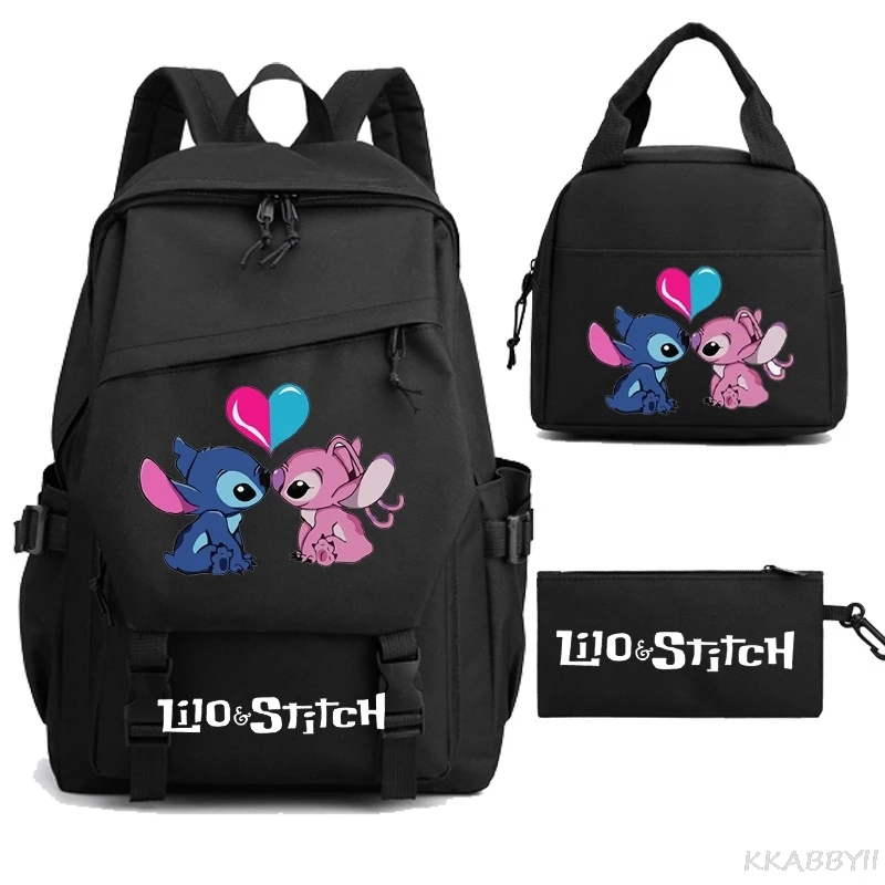 Lilo And Stitch Backpack High School Girls Boys School Bags For Teenage Simple Multi Pockets Kawaii Laptop Backpack Women Men