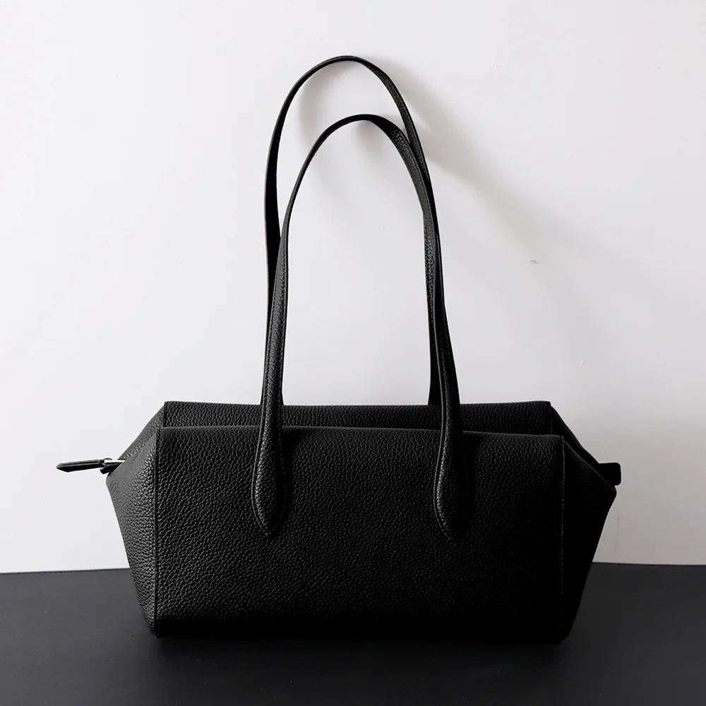 New Retro Top Layer Cowhide Ladies Sling Shoulder Bags Minimalist Large Capacity Handbags for Women Luxury Leather Hobo Tote Bag