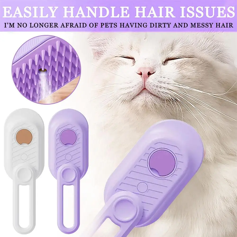 Escovas elétricas do cabelo do gato do pulverizador, escova de vapor fumegante para o cão, massagem Pet Grooming Comb, pentes da remoção do cabelo, 3 em 1