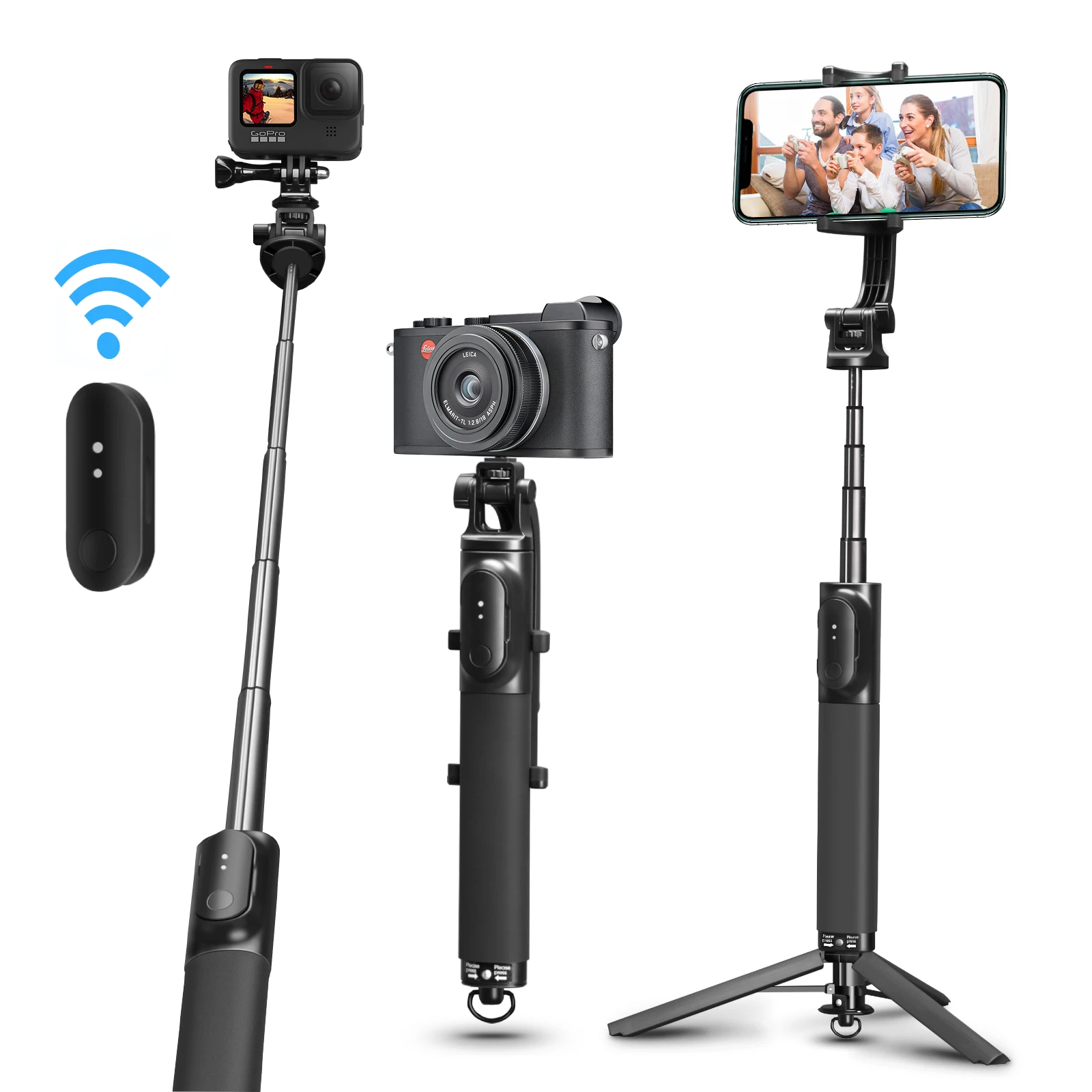 

AFAITH Upgrade Bluetooth Remote Control Selfie Stick Tripod for Smartphone Gopro 360° Rotation Phone Clip Mobile Phone Monopod