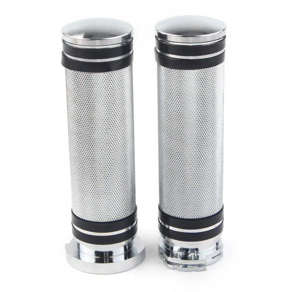 Chrome  Handlebar Hand Grips 1'' For Harley Sportster Dyna Softail V-Rod Touring 1996-2004 2005 2006 2007