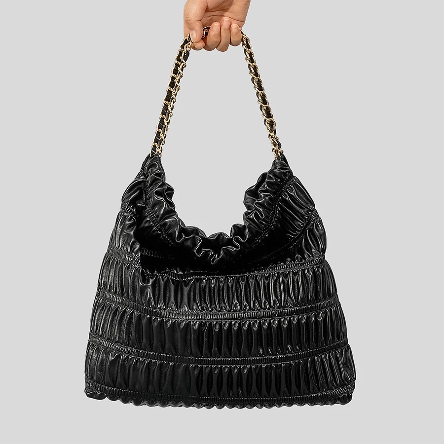 

Bucket Bag Composite Bag Large Capacity Luxury Designer Handbags For Women 2023 New Pleated Chains Shoulder Underarm Bags