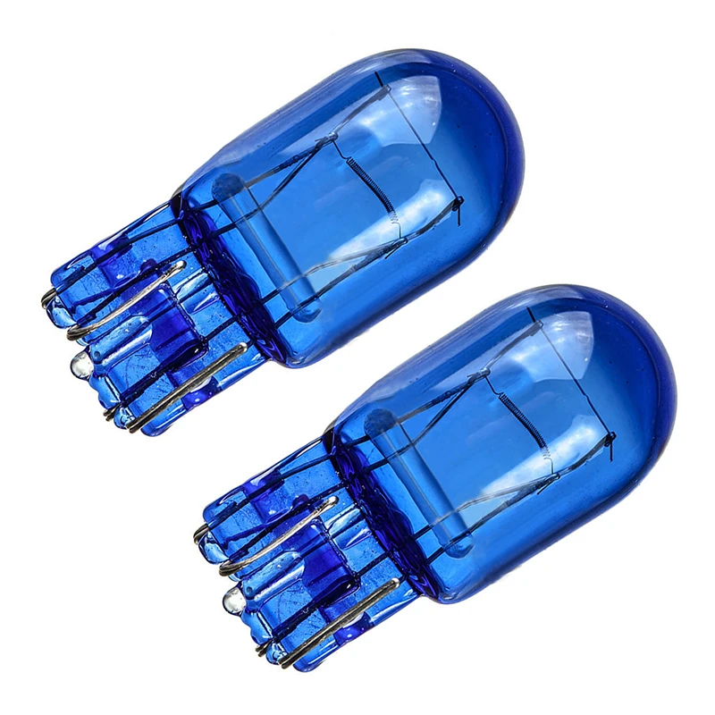 2 x W21 5W T20 580 Dual Filament Sidelight 7443 Super White HID Xenon Bulbs 6000k