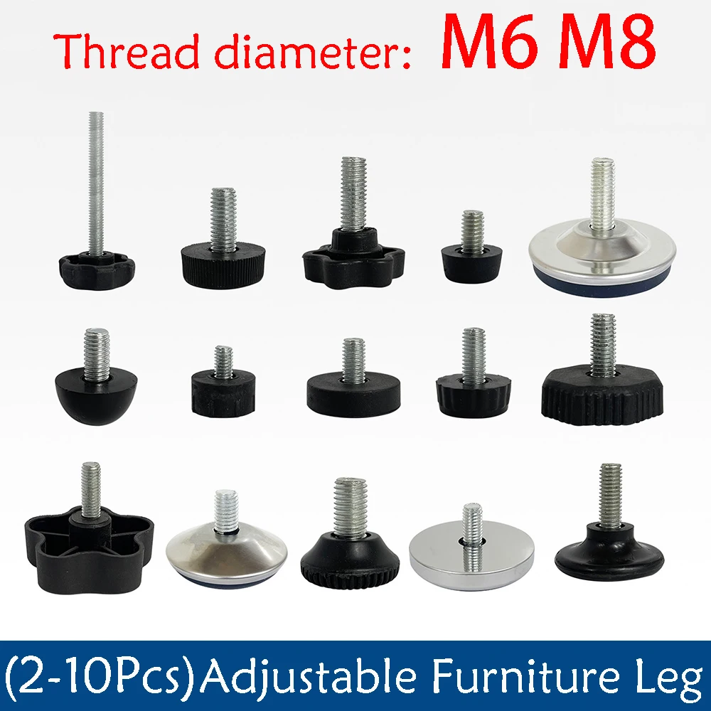 Adjustable Furniture Leveling Feet M6/M8 Thread Anti-Slip Table Chair Leg Levelers Screw-in Furniture Feet Pads For Cabinet Sofa