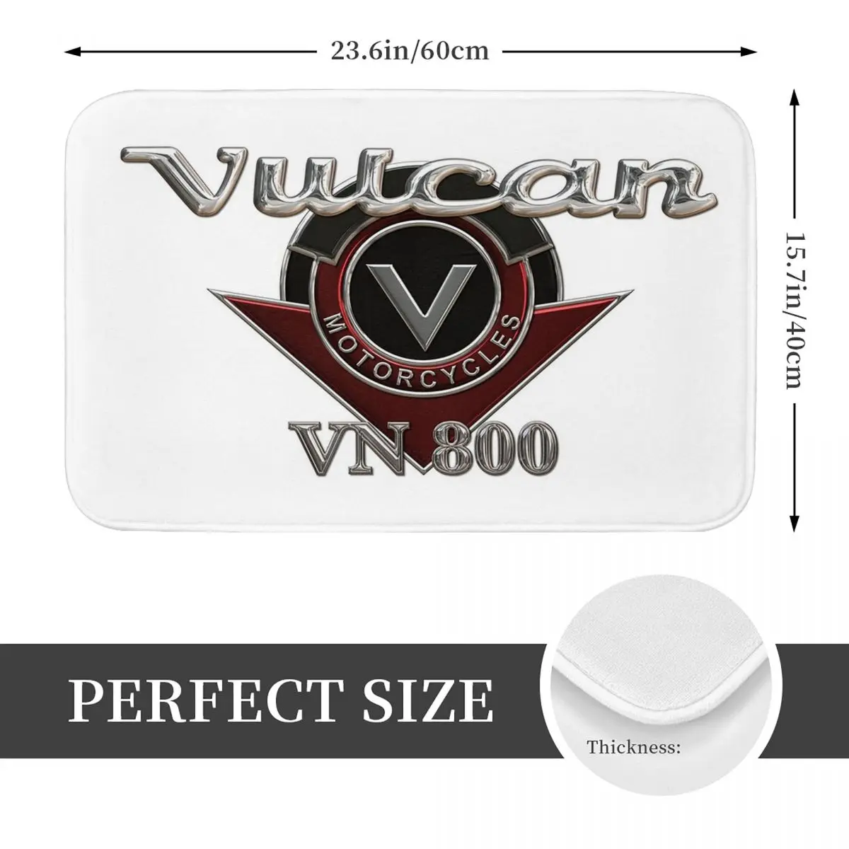 Motorcycle Vulcan VN 800 Logo 3 Chrome Anti-slip Doormat Floor Mat Carpet Rug for Kitchen Entrance Home Bathroom Footpad Mats