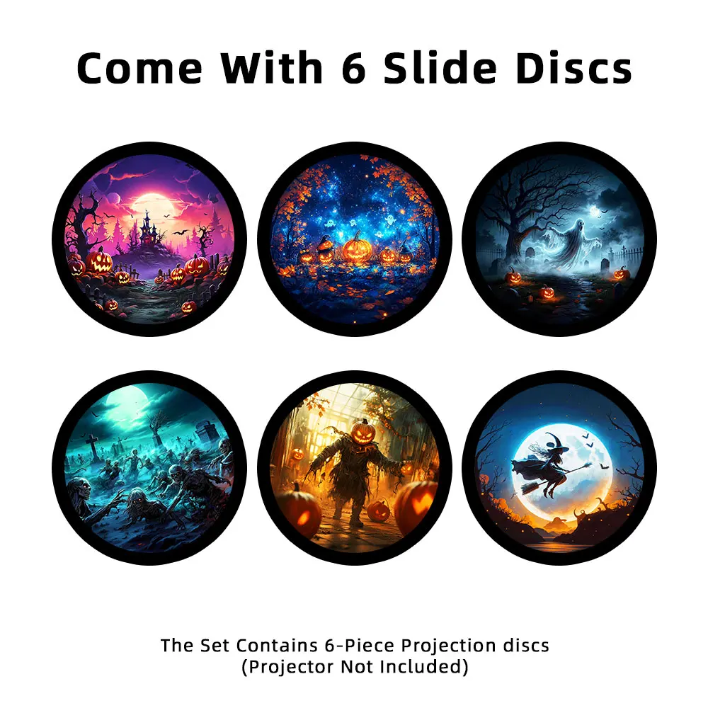 4K Galaxy Projector Night Disc HD Star Projector Disc Halloween Projector Disc - 6 Pcs Halloween Set (Projector Not Included)