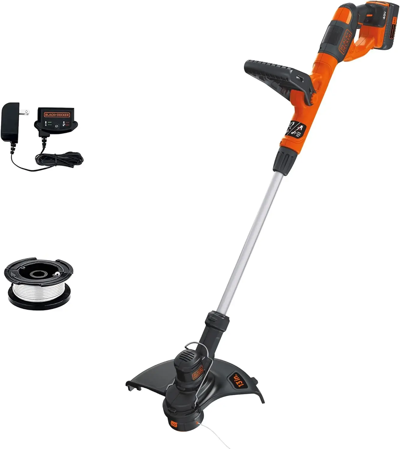 Black+Decker 40V MAX String Trimmer and Edger Kit, Cordless, 13 inch, 2-in-1, Battery and Charger Included (LST140C)