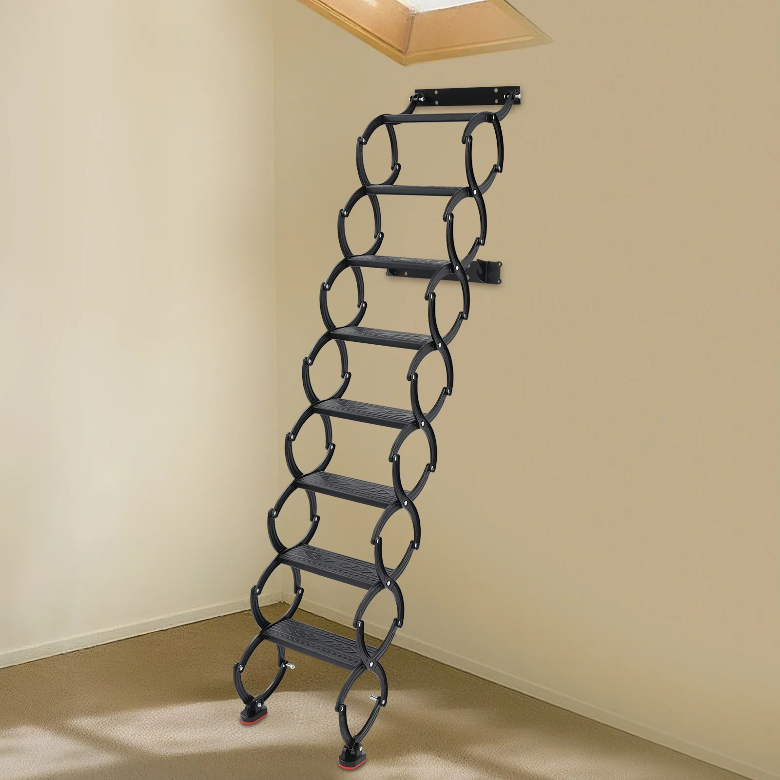 Wall Mounted Folding Ladder, Telescoping Step Ladders, Retractable Folding Stair