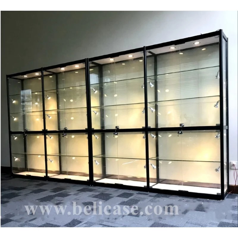 custom，Boutique Display Cabinet for Shop Cheap Lockable Display Showcase with LED Light