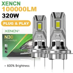 XENCN LED H7 Car Headlight 100000LM 320W H4 1:1 Size Design H8 H9 H11 HB3 9005 HB5 9006 Mini LED Lamps Wireless Auto Lights 2pcs